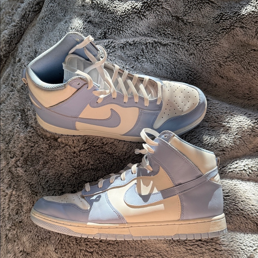 Nike Dunk High-Top Sneakers in Light Blue and White